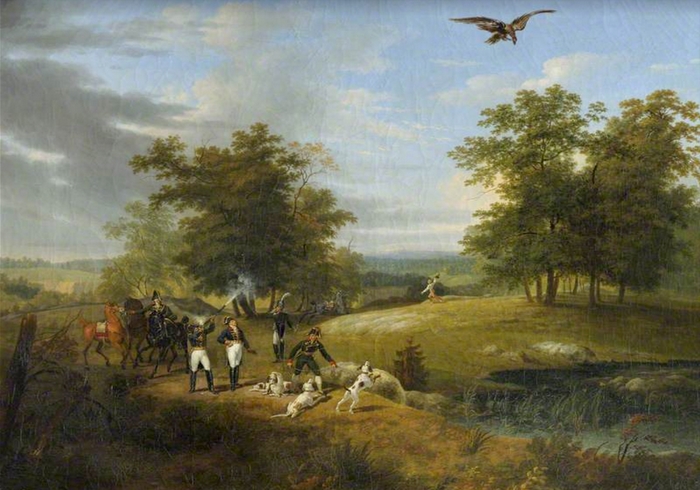 Le duc de Berry tuant un aigle en forêt de Fontainebleau - Société de Vènerie